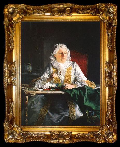 framed  Aved, Jacques-Andre-Joseph Portrait of Mme Crozat, ta009-2